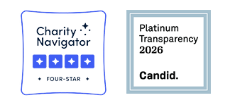 AIM Charity Navigator Four-Star and Candid Platinum 2026 Badges